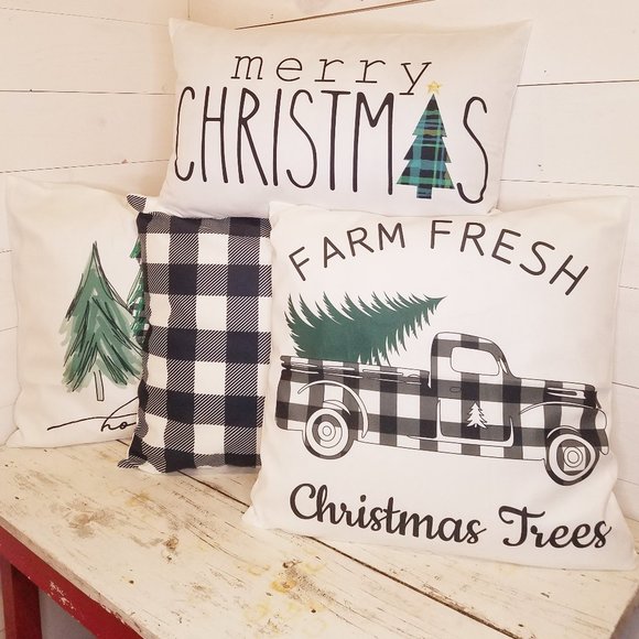 NEW - Christmas Buffalo Plaid Pillow Covers - 18x18 - Picture 1 of 5